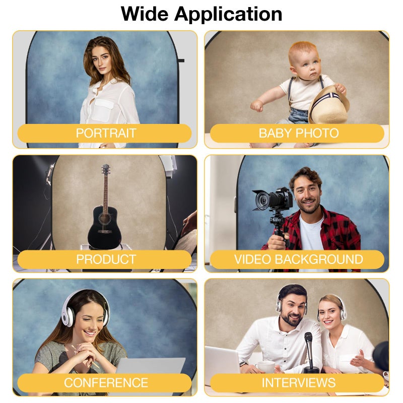 Kate 5x6.5ft(1.5x2m) Tan Blue Collapsible Backdrop Double Sided Folding Backgrounds Pop Up Reversible Backdrops for Photo Video Studio - Image 4